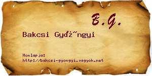 Bakcsi Gyöngyi névjegykártya